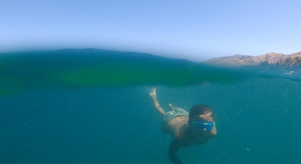 lake-chelan-swimmer-diving-underwater